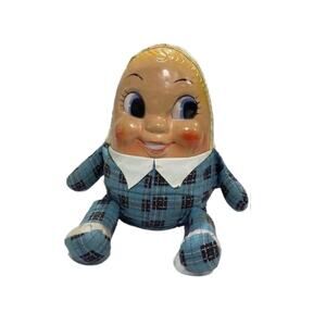 Vintage Rare Color Mask Face Humpty Dumpty King Plushie, 1950s, 21" Tall